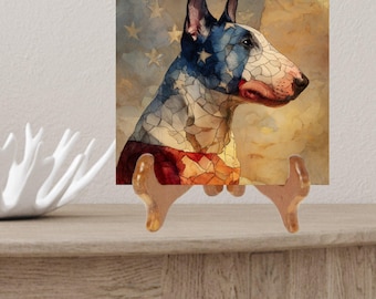 Bull Terrier USA Flag Patriotic Dog Ceramic Tile thumbnail 2