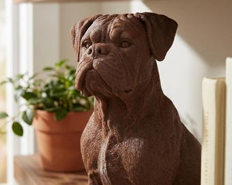 Boxer Realistic Seated Dog Statue thumbnail 1