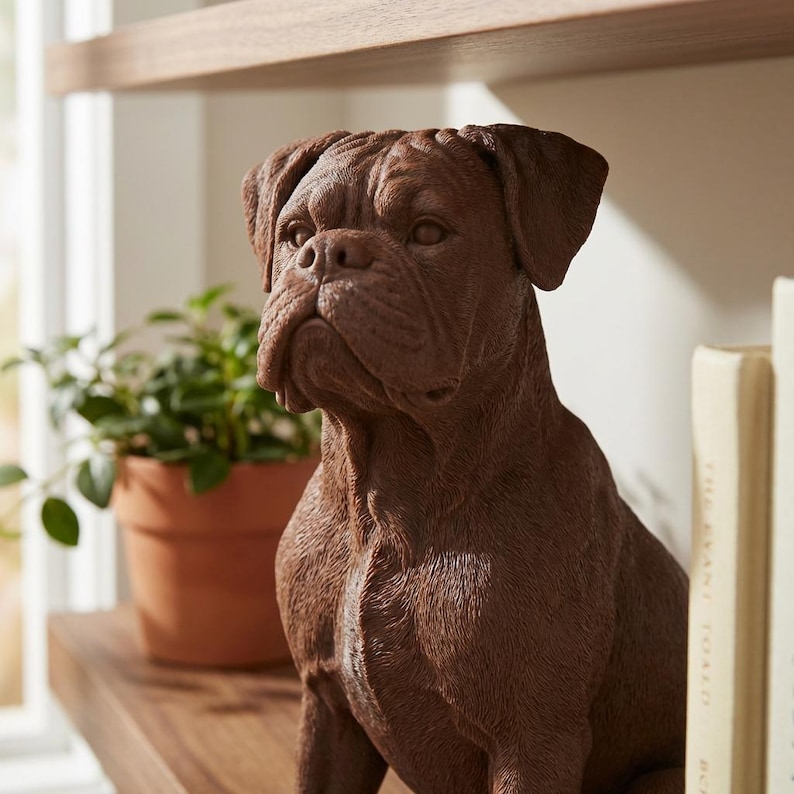 Boxer Realistic Seated Dog Statue