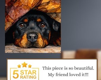 Rottweiler Under the Blanket Ceramic Tile thumbnail 3