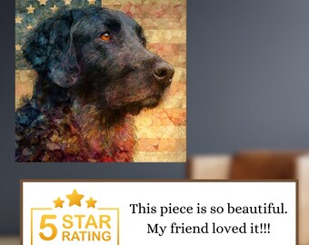 Flat Coated Retriever USA Flag Patriotic Dog Ceramic Tile thumbnail 4
