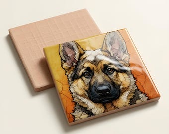 German Shepherd Spa Dog Ceramic Tile thumbnail 3