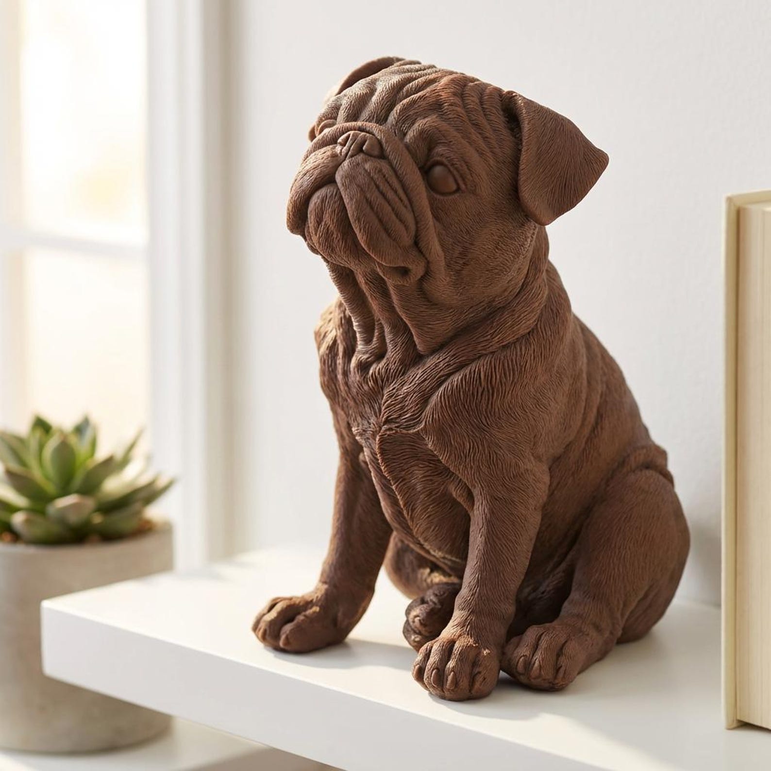 Pug Realistic Seated Dog Statue