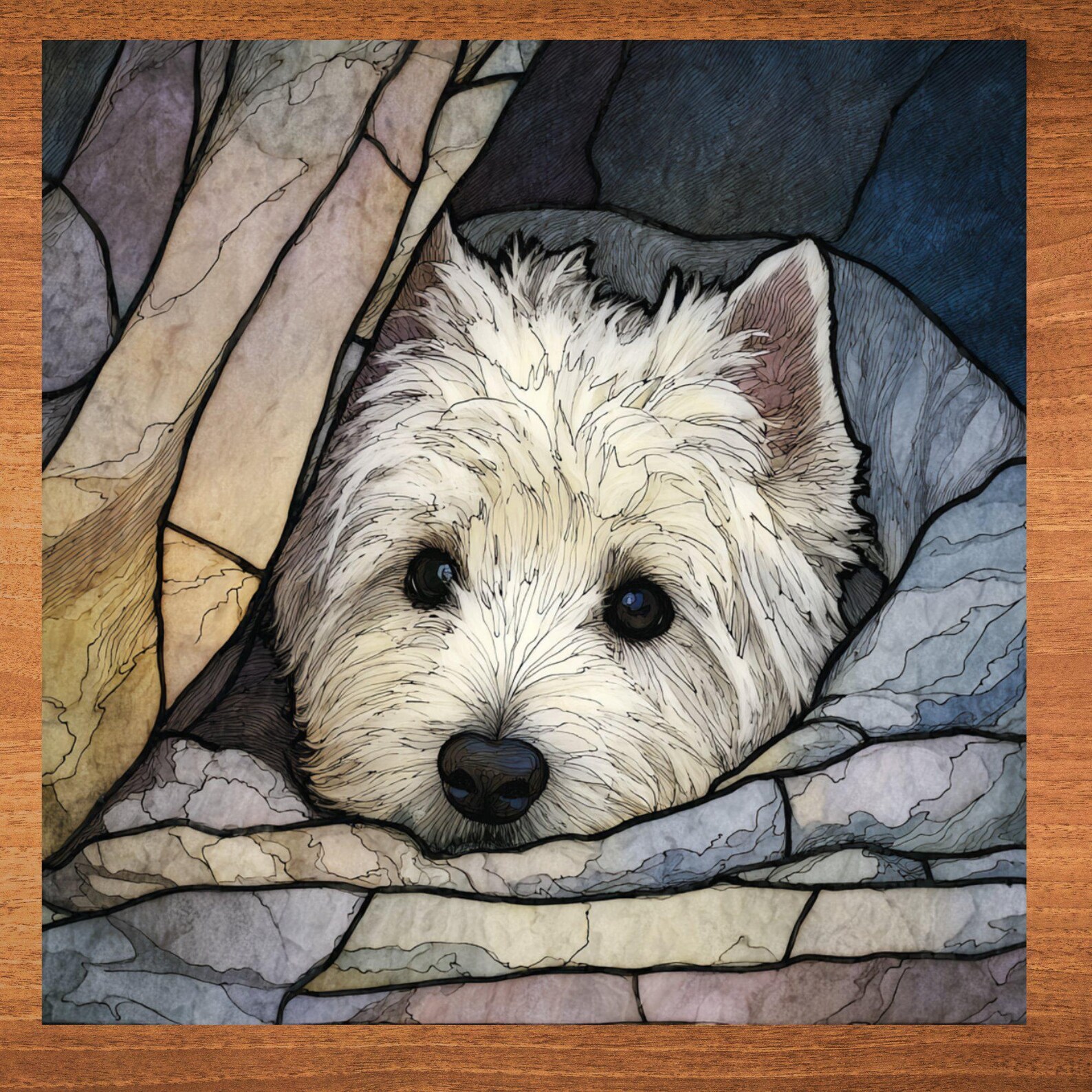 West Highland White Terrier Under the Blanket Ceramic Tile