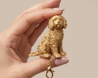 Cockapoo Gold Dog Sculpture Bag Charm thumbnail 4