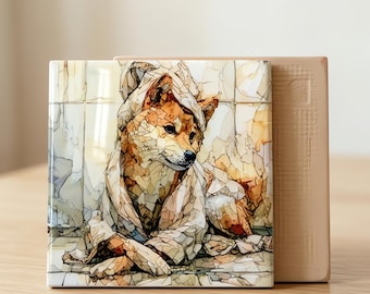 Shiba Inu Spa Dog Ceramic Tile thumbnail 3