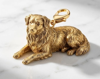 Australian Shepherd Gold Dog Sculpture Bag Charm thumbnail 2