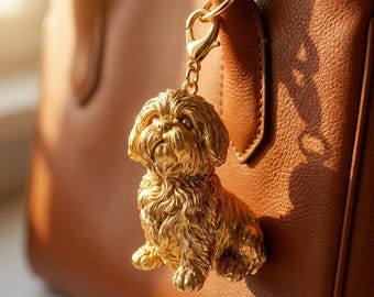 Shih Tzu Gold Dog Sculpture Bag Charm thumbnail 1