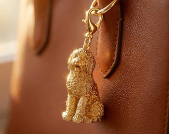 Aussiedoodle Gold Dog Sculpture Bag Charm thumbnail 1