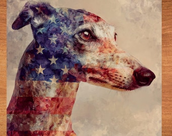 Italian Greyhound USA Flag Patriotic Dog Ceramic Tile thumbnail 1