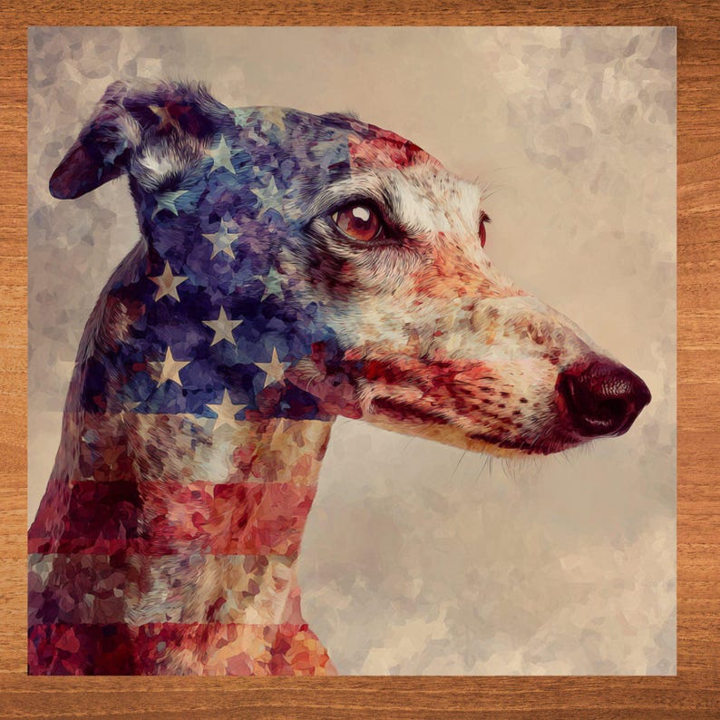 Italian Greyhound USA Flag Patriotic Dog Ceramic Tile