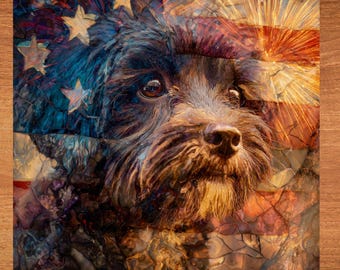 Havanese USA Flag Patriotic Dog Ceramic Tile thumbnail 1