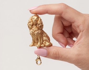 Cavalier King Charles Spaniel Gold Dog Sculpture Bag Charm thumbnail 4