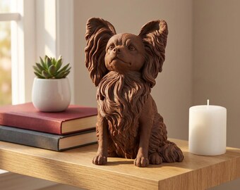 Papillon Realistic Seated Dog Statue thumbnail 4