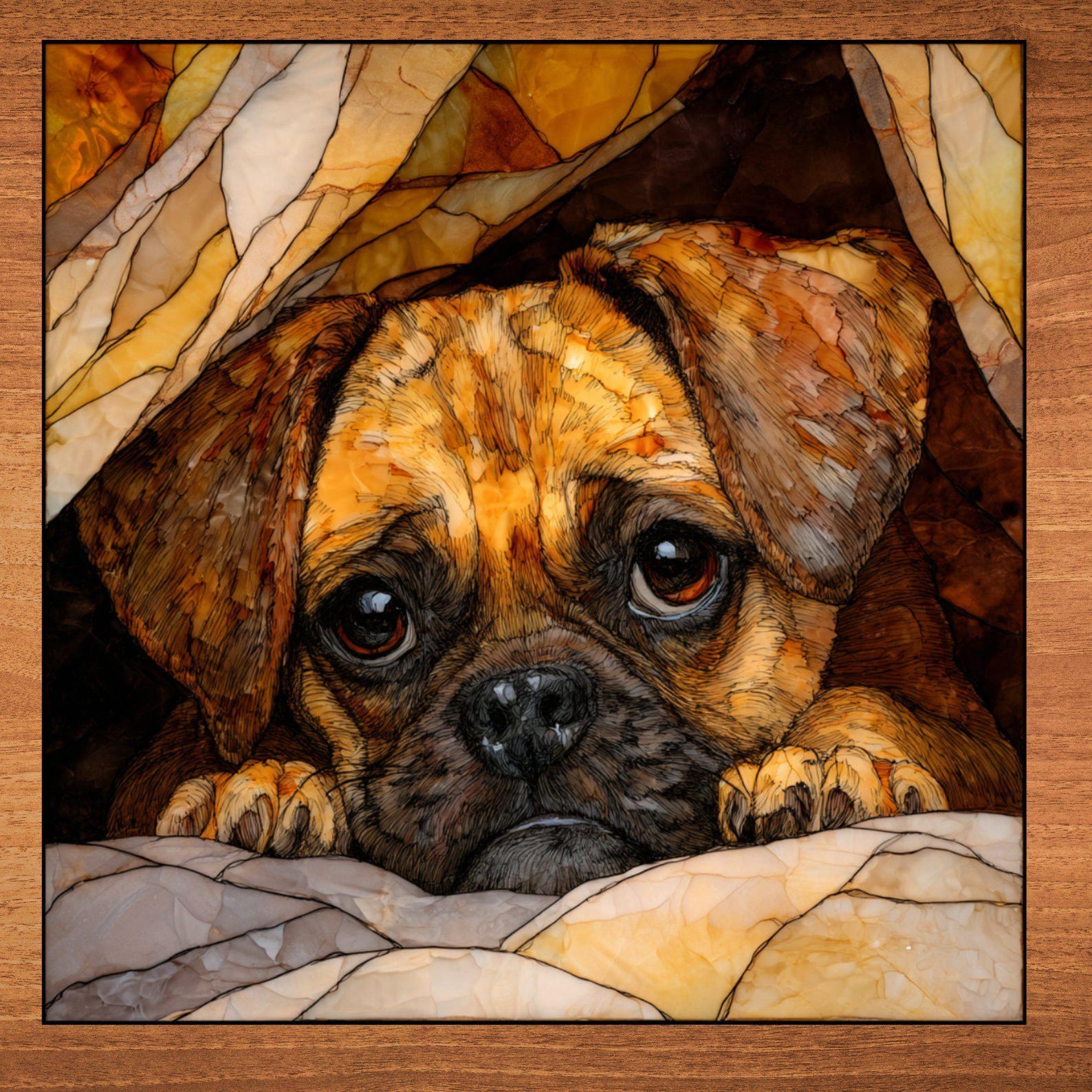 Puggle Under the Blanket Ceramic Tile