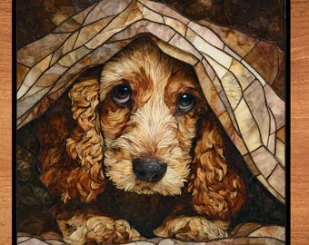 Cocker Spaniel Under the Blanket Ceramic Tile thumbnail 1