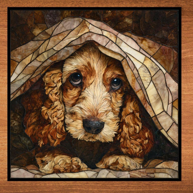 Cocker Spaniel Under the Blanket Ceramic Tile