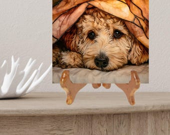 Cockapoo Under the Blanket Ceramic Tile thumbnail 2