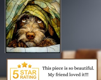 Wirehaired Pointing Griffon Under the Blanket Ceramic Tile thumbnail 3