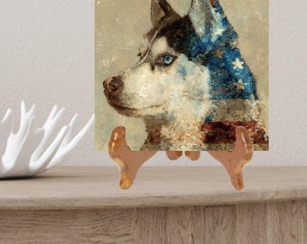 Siberian Husky USA Flag Patriotic Dog Ceramic Tile thumbnail 2
