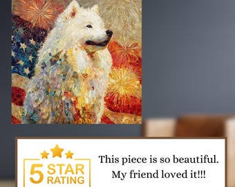 Samoyed USA Flag Patriotic Dog Ceramic Tile thumbnail 4