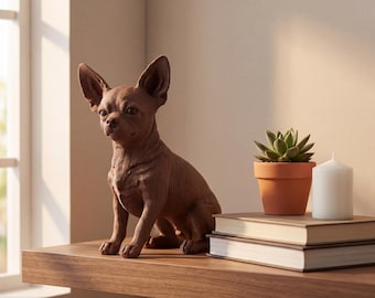 Chihuahua Realistic Seated Dog Statue thumbnail 4
