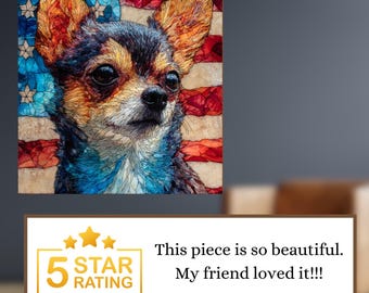 Chihuahua USA Flag Patriotic Dog Ceramic Tile thumbnail 4