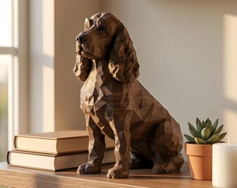 Cockapoo Low-Poly Geometric Dog Statue thumbnail 4