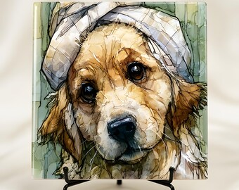 Golden Retriever Spa Dog Ceramic Tile thumbnail 1
