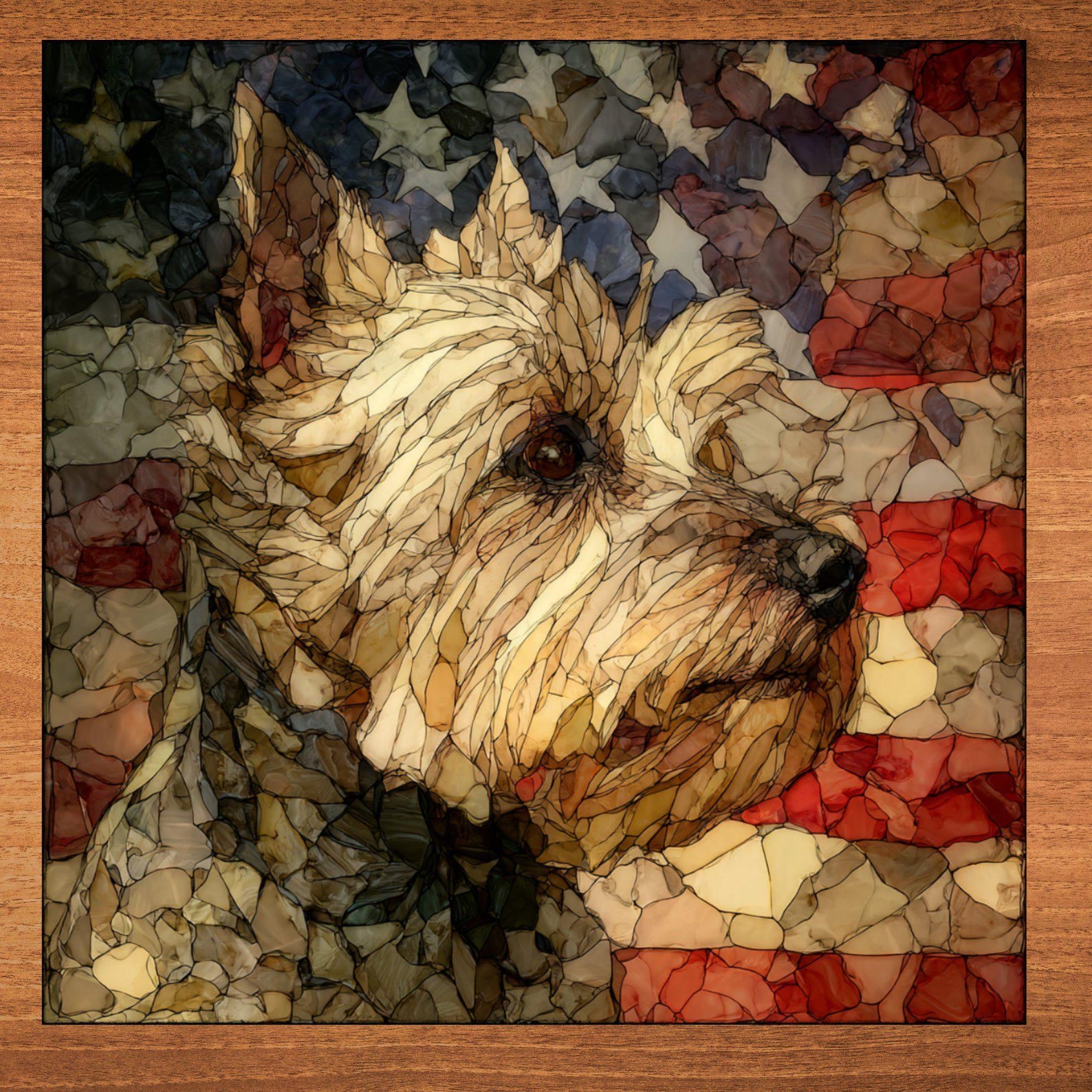 Biewer Terrier USA Flag Patriotic Dog Ceramic Tile