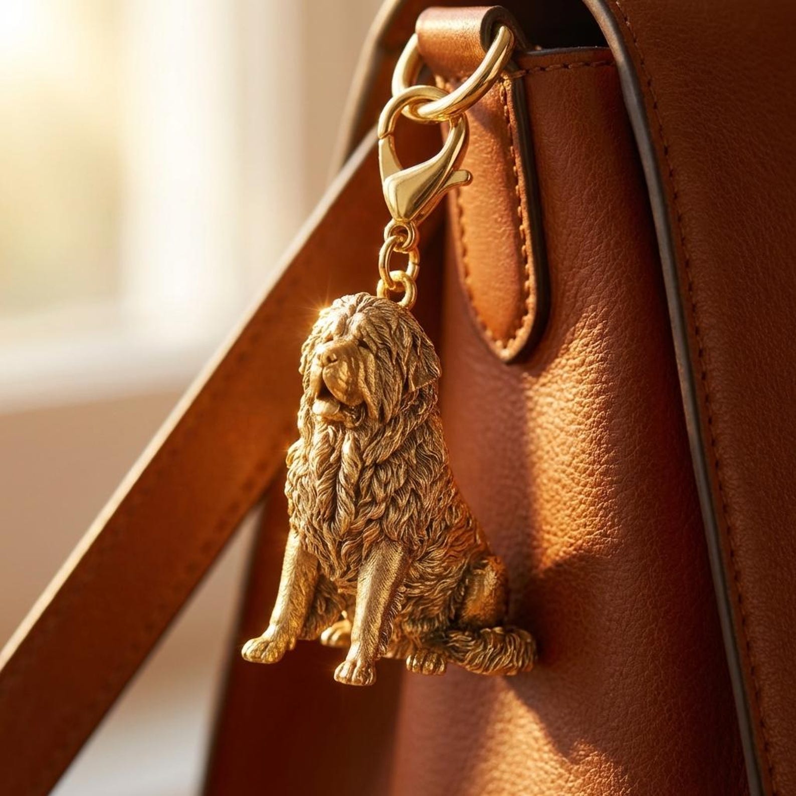 Tibetan Mastiff Gold Dog Sculpture Bag Charm