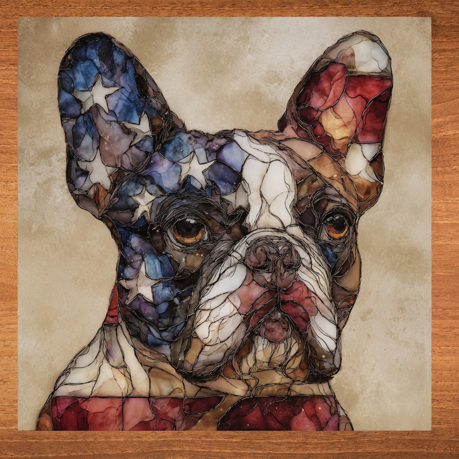 French Bulldog USA Flag Patriotic Dog Ceramic Tile