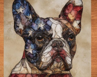 French Bulldog USA Flag Patriotic Dog Ceramic Tile thumbnail 1
