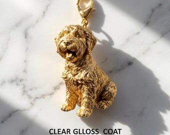 Schnoodle Gold Dog Sculpture Bag Charm thumbnail 2