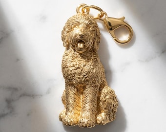 Aussiedoodle Gold Dog Sculpture Bag Charm thumbnail 2