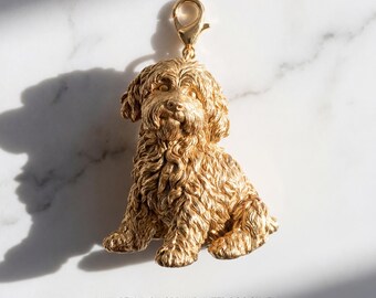 Maltipoo Gold Dog Sculpture Bag Charm thumbnail 2