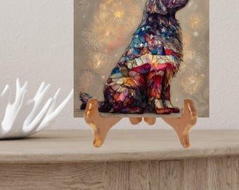 Newfoundland USA Flag Patriotic Dog Ceramic Tile thumbnail 2