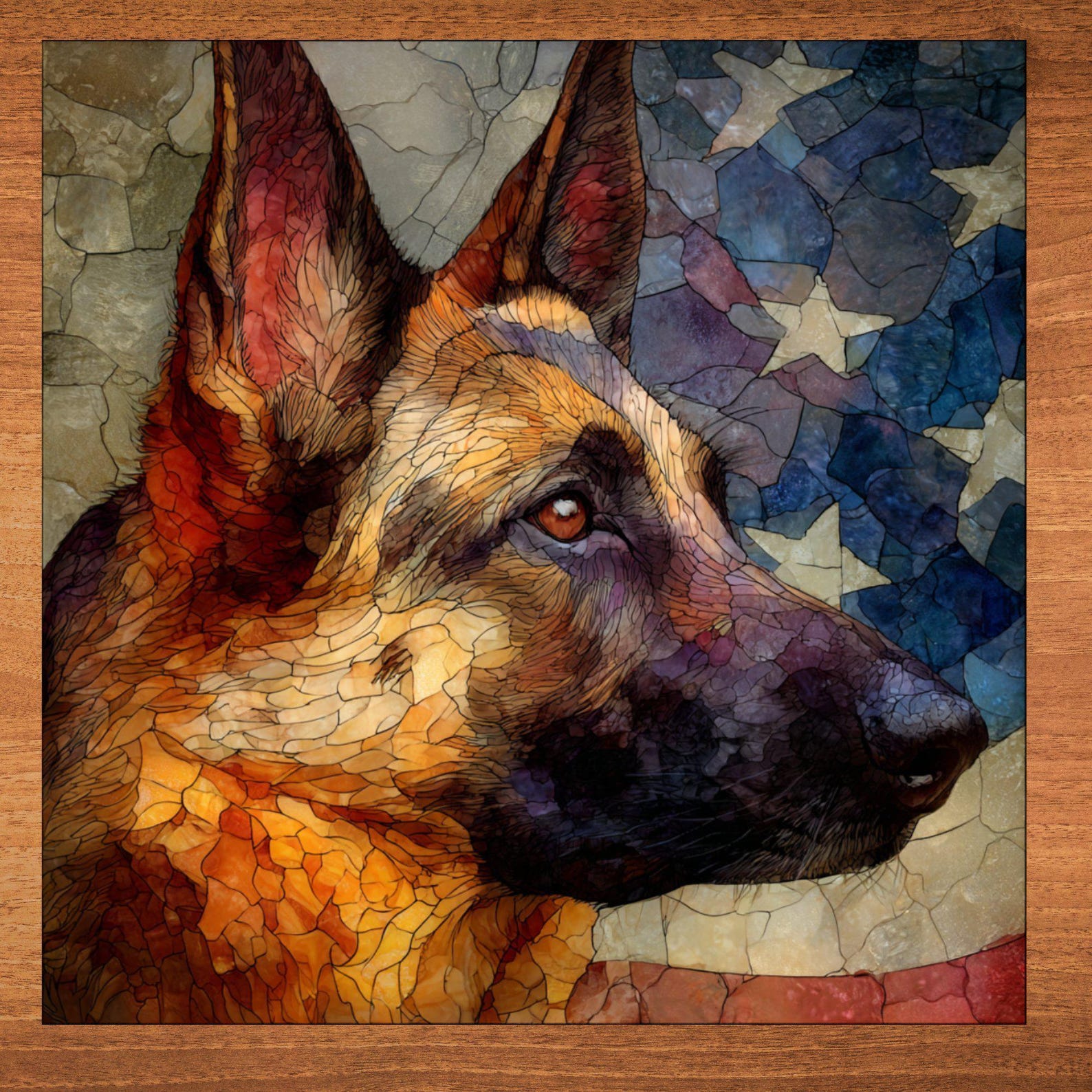 German Shepherd USA Flag Patriotic Dog Ceramic Tile
