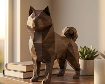 Akita Low-Poly Geometric Dog Statue thumbnail 4