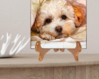 Maltipoo Under the Blanket Ceramic Tile thumbnail 2