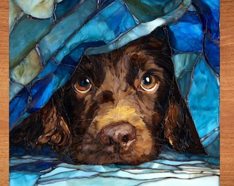 Boykin Spaniel Under the Blanket Ceramic Tile thumbnail 1