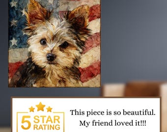 Yorkipoo USA Flag Patriotic Dog Ceramic Tile thumbnail 4