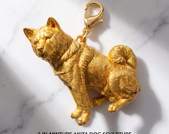 Akita Gold Dog Sculpture Bag Charm thumbnail 2