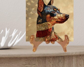 Miniature Pinscher USA Flag Patriotic Dog Ceramic Tile thumbnail 2