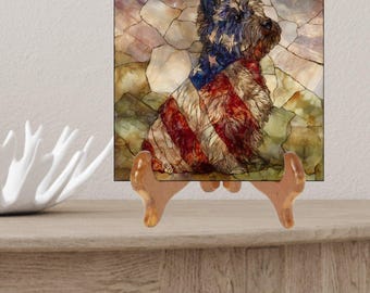 Cairn Terrier USA Flag Patriotic Dog Ceramic Tile thumbnail 2