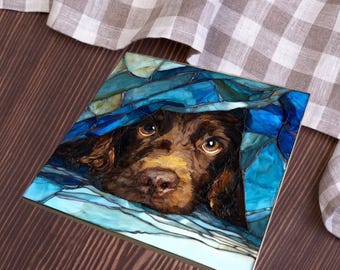 Boykin Spaniel Under the Blanket Ceramic Tile thumbnail 4