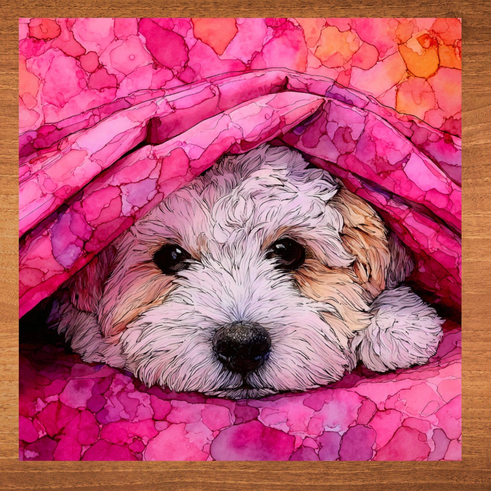 Biewer Terrier Under the Blanket Ceramic Tile