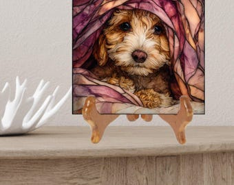 Cavapoo Under the Blanket Ceramic Tile thumbnail 2
