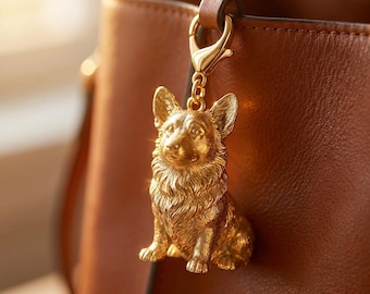 Cardigan Welsh Corgi Gold Dog Sculpture Bag Charm thumbnail 1