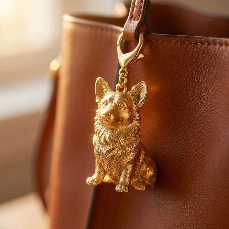 Cardigan Welsh Corgi Gold Dog Sculpture Bag Charm